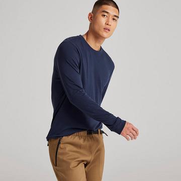 Allbirds Long Sleeve Sea T-shirts Heren Donkerblauw | BE1596FD